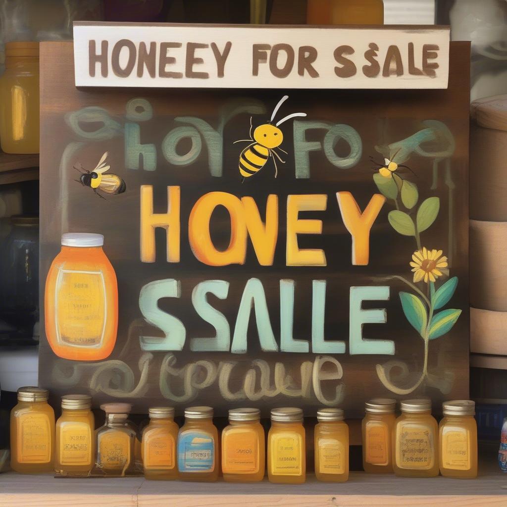 Eye-Catching Honey For Sale Sign Design