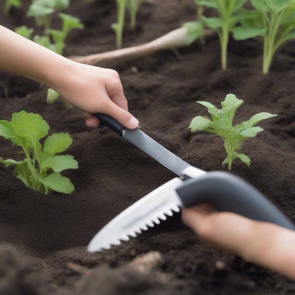 Horihori Knife Used for Various Gardening Tasks