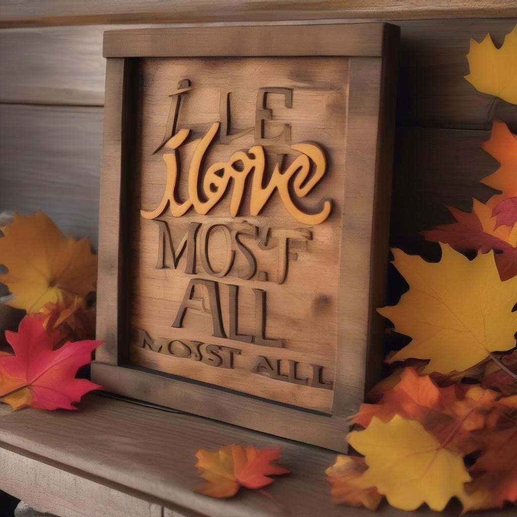 Rustic Wooden "I Love Fall Most of All" Sign