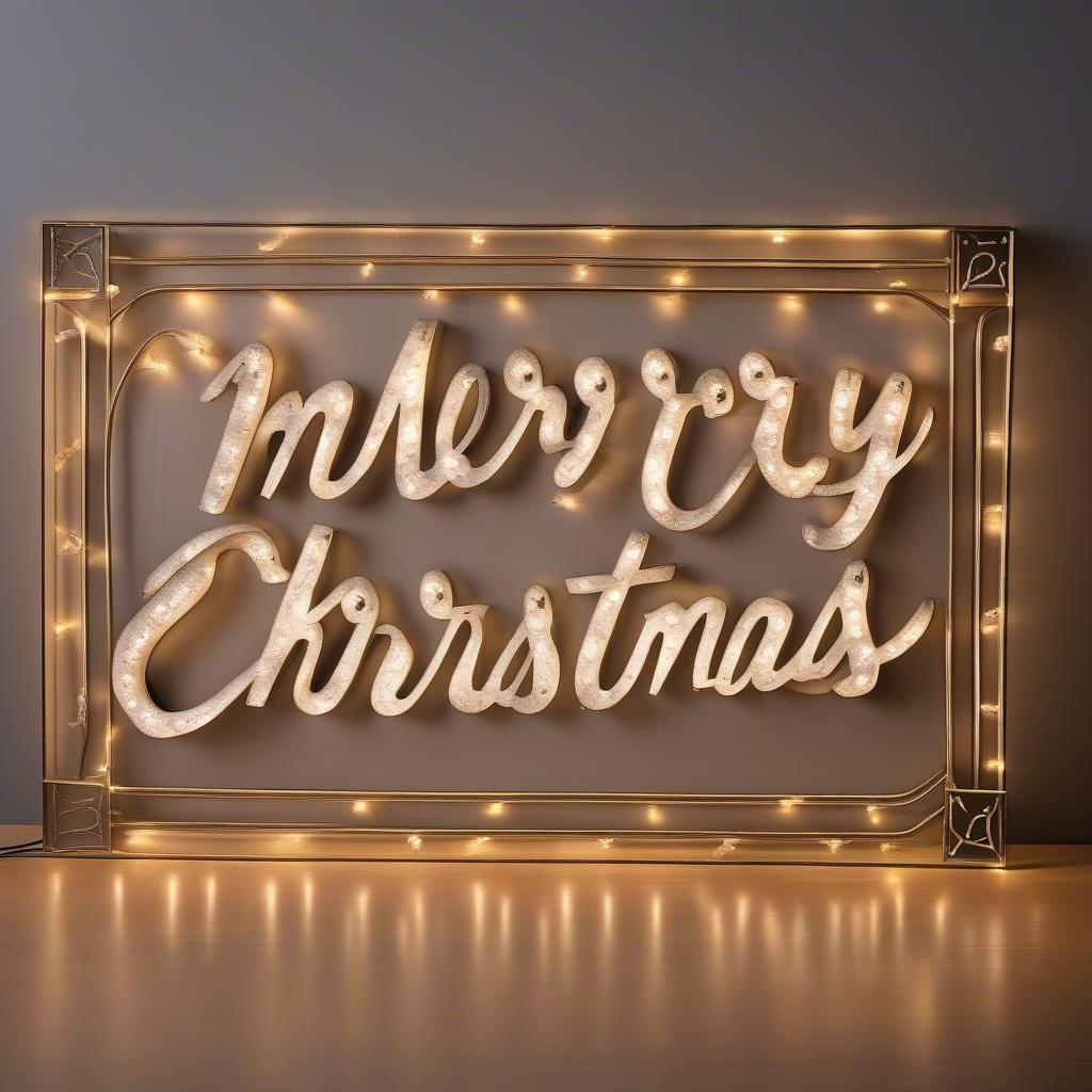 Illuminated Large Metal Merry Christmas Sign