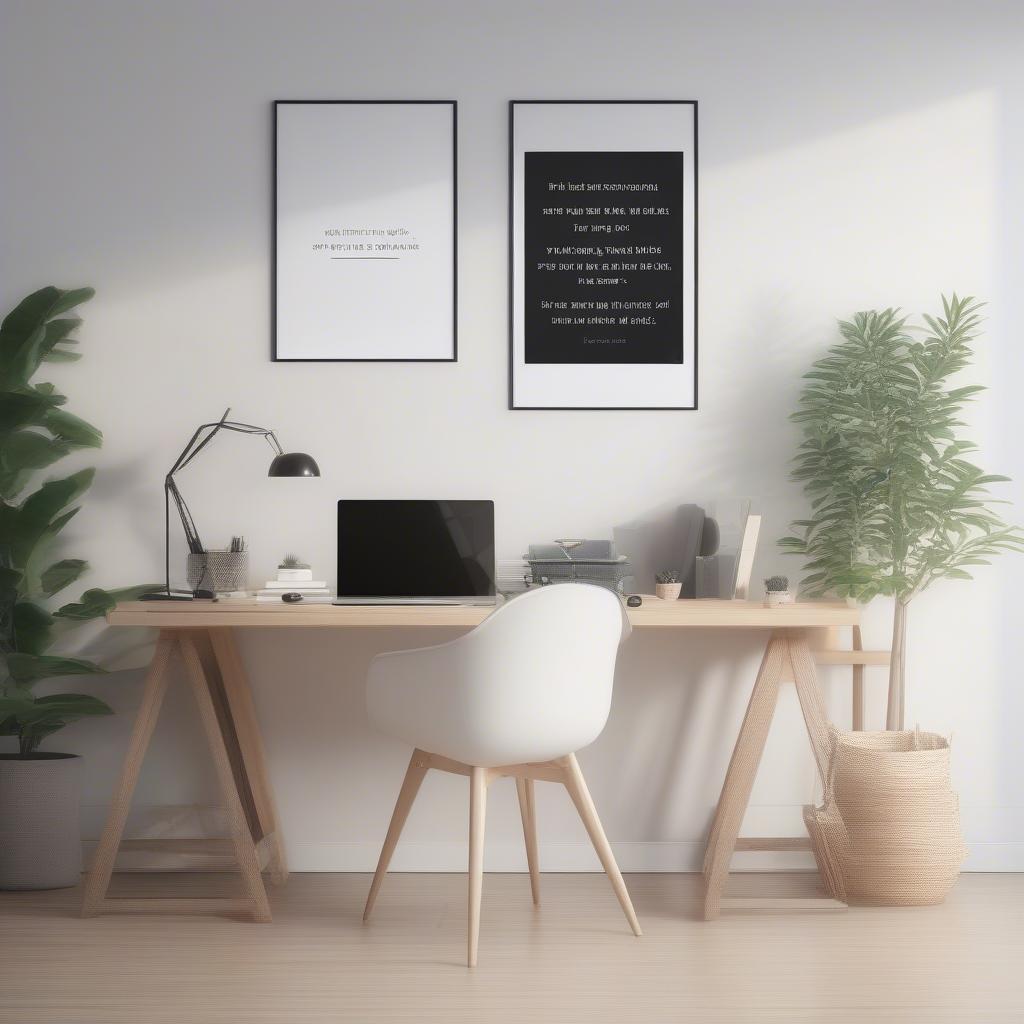 Inspirational canvas quotes in an office space