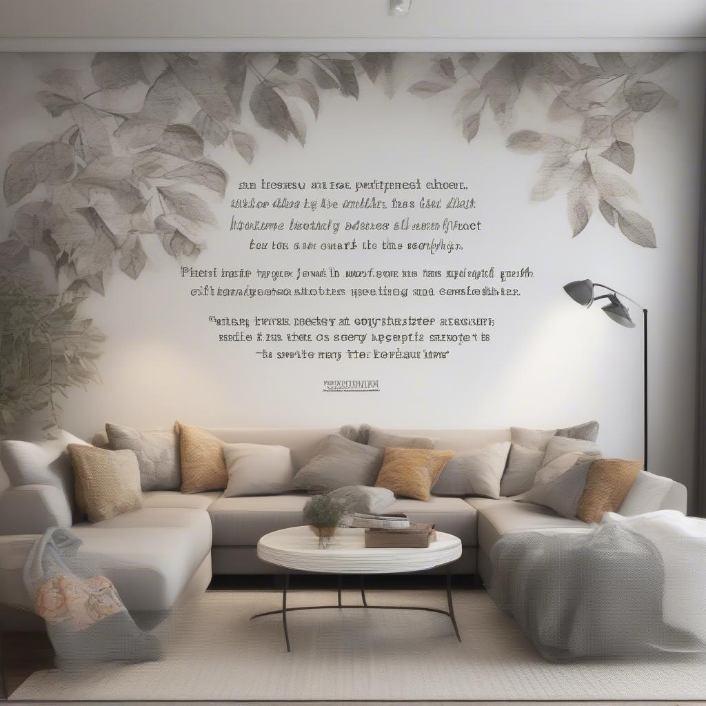 Inspirational quote wall mural in a living room setting