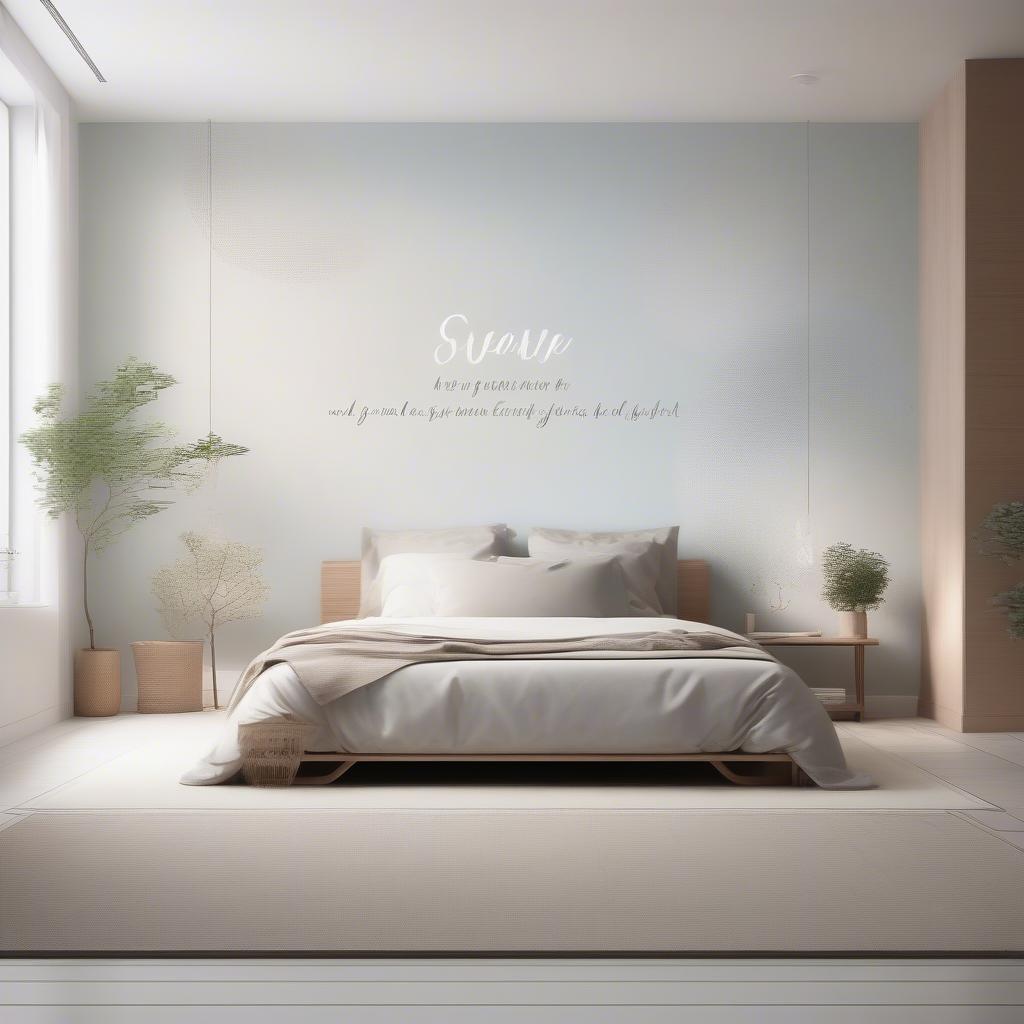 Inspirational quotes wall mural in a cozy bedroom