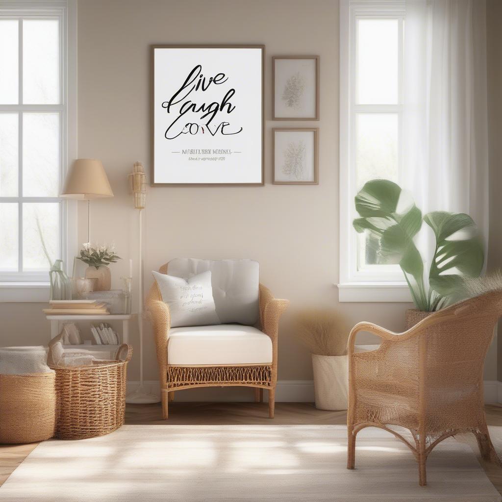 Inspirational Wall Art Phrases in a Living Room Setting