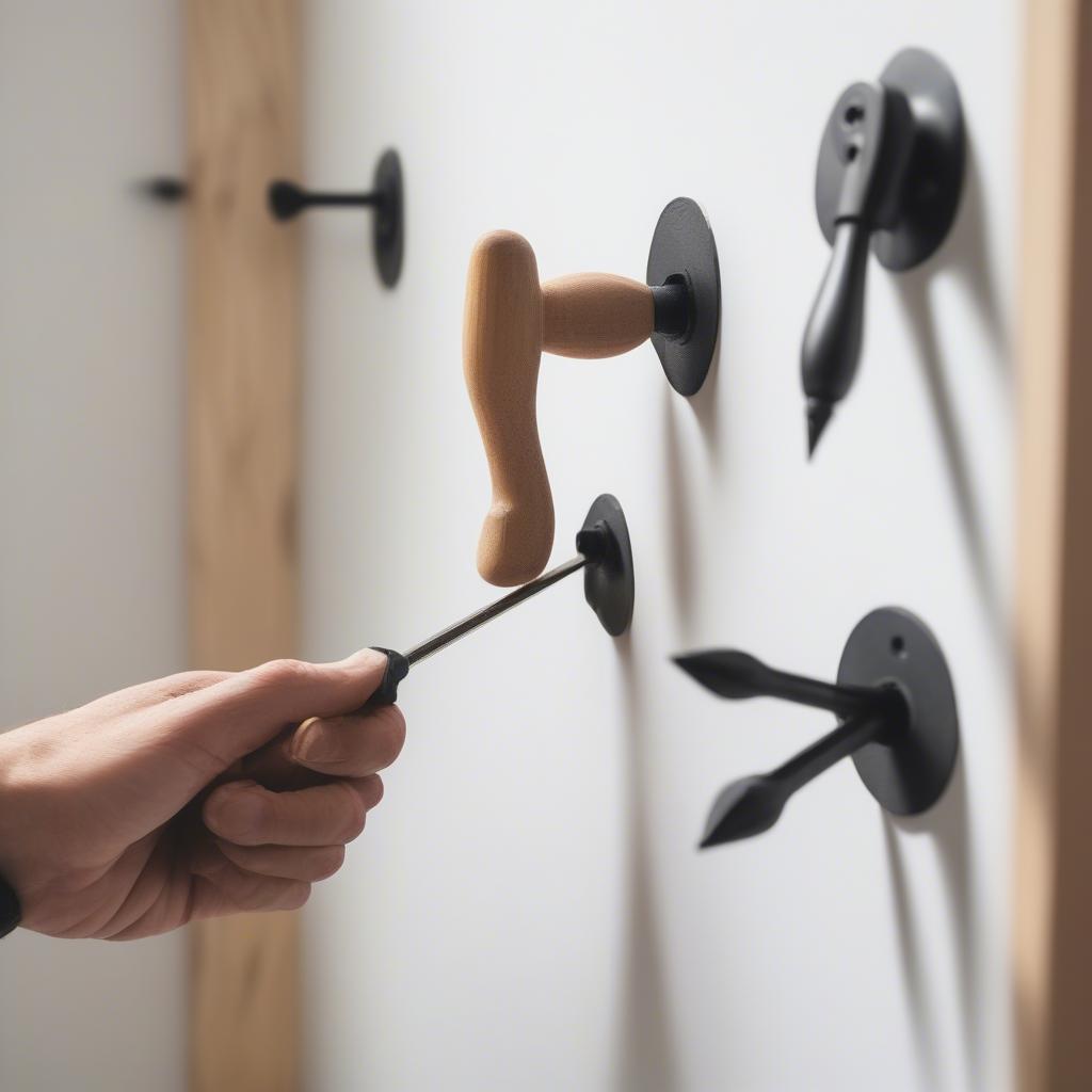 Installing Wooden Hanging Hooks on a Wall