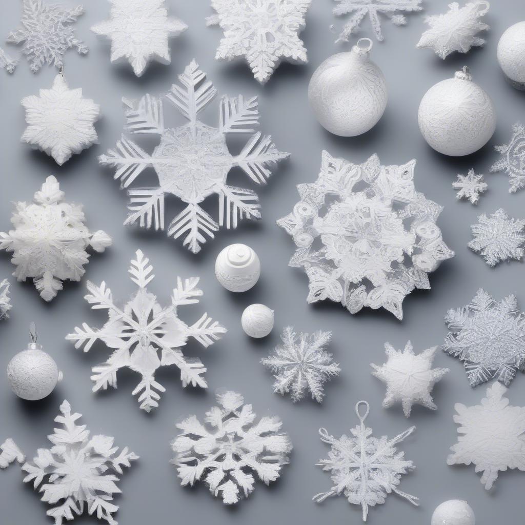 Intricate White Snowflake Ornament Designs