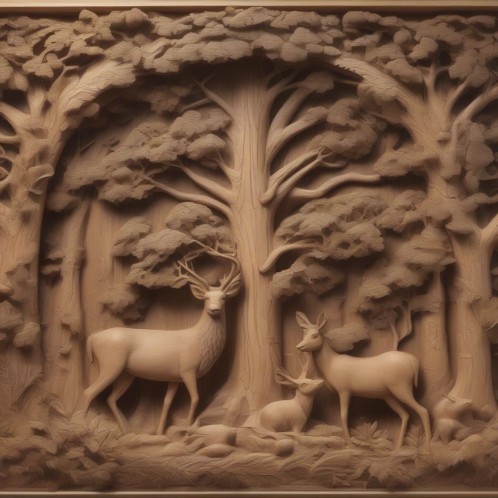 Intricate wood carving wall decor showcasing detailed craftsmanship and artistic skill