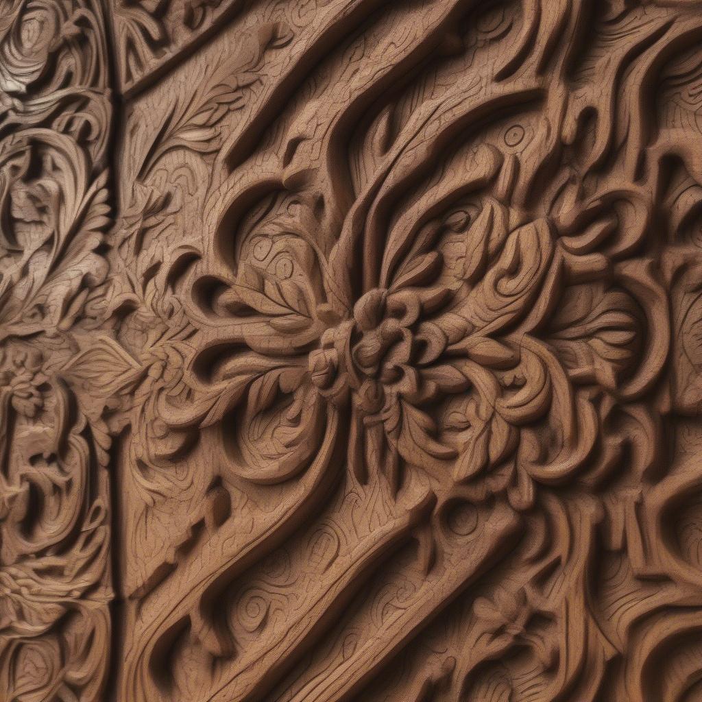 Intricate wooden wall carving