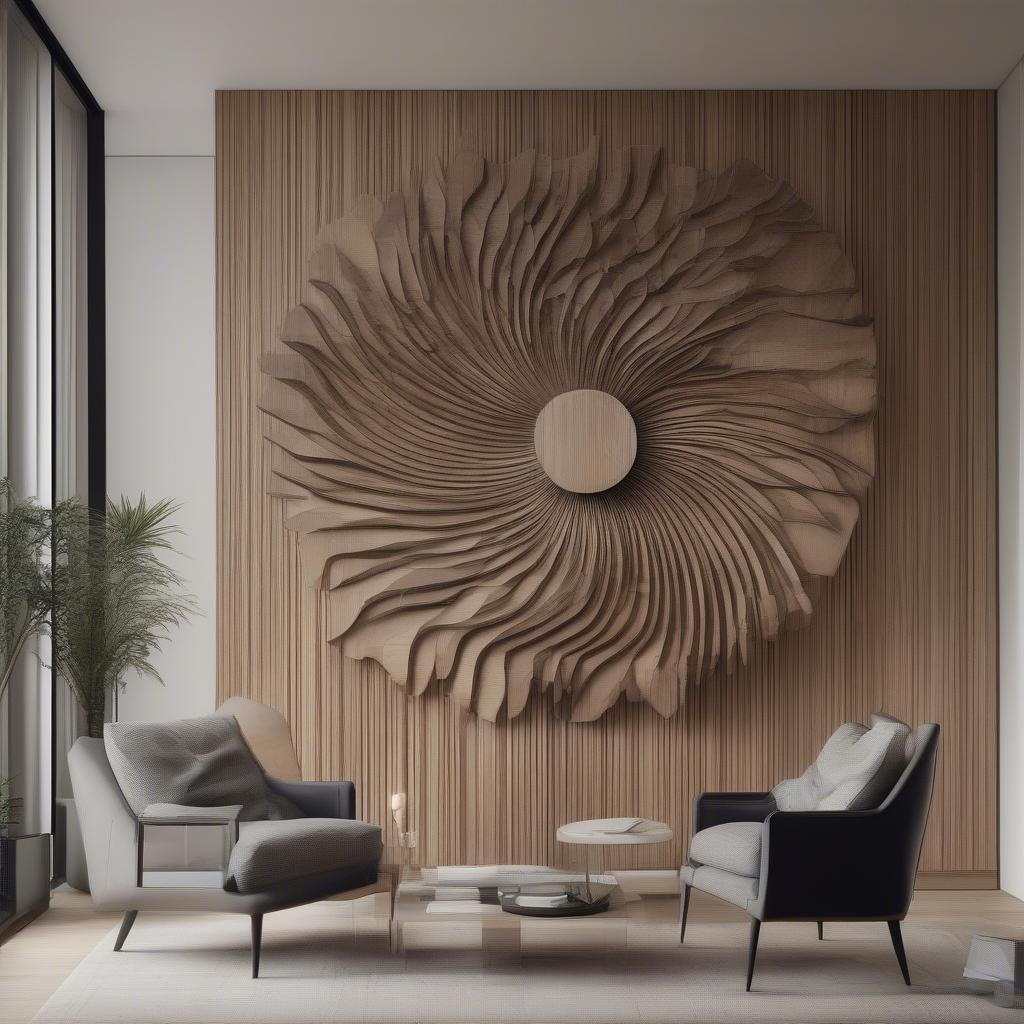 Intricate Wooden Wall Sculpture in a Modern Home