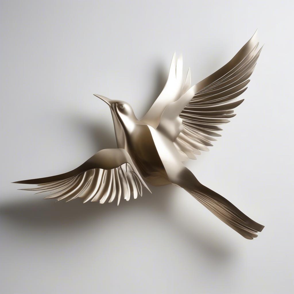 Metal bird sculpture joy wall art