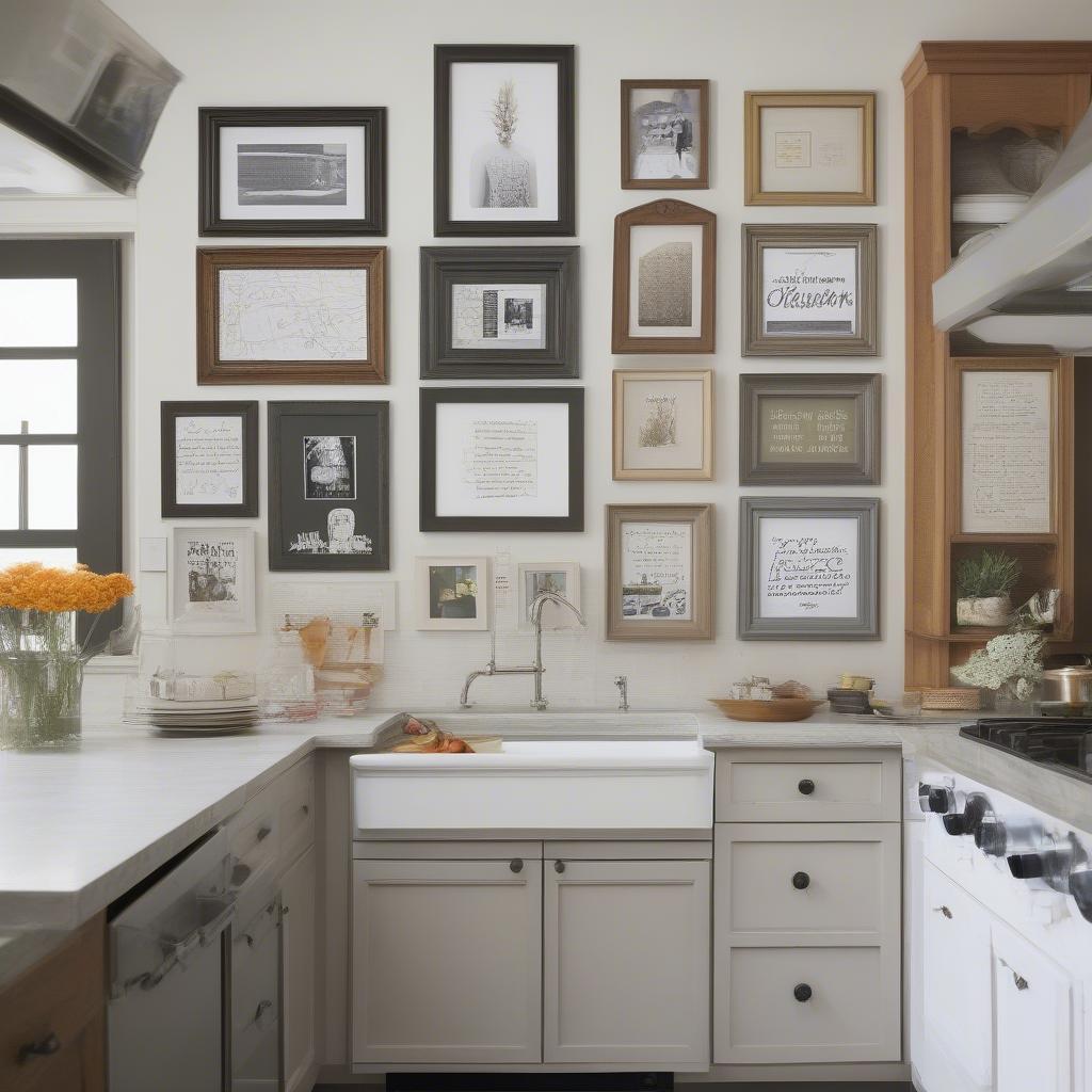 Kitchen Gallery Wall with Mixed Frames