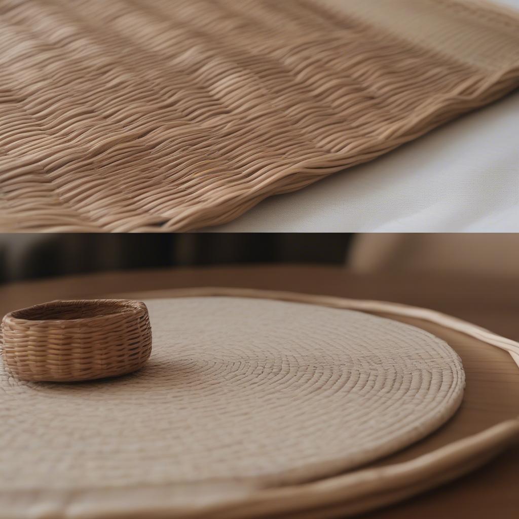 Wicker and rattan kitchen table risers add a touch of natural elegance to a dining setting.