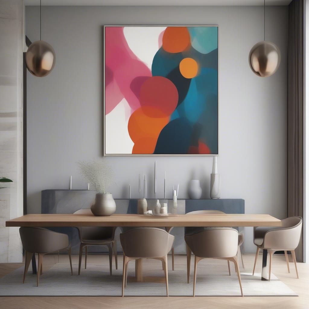 Large Abstract Canvas Print in Dining Room