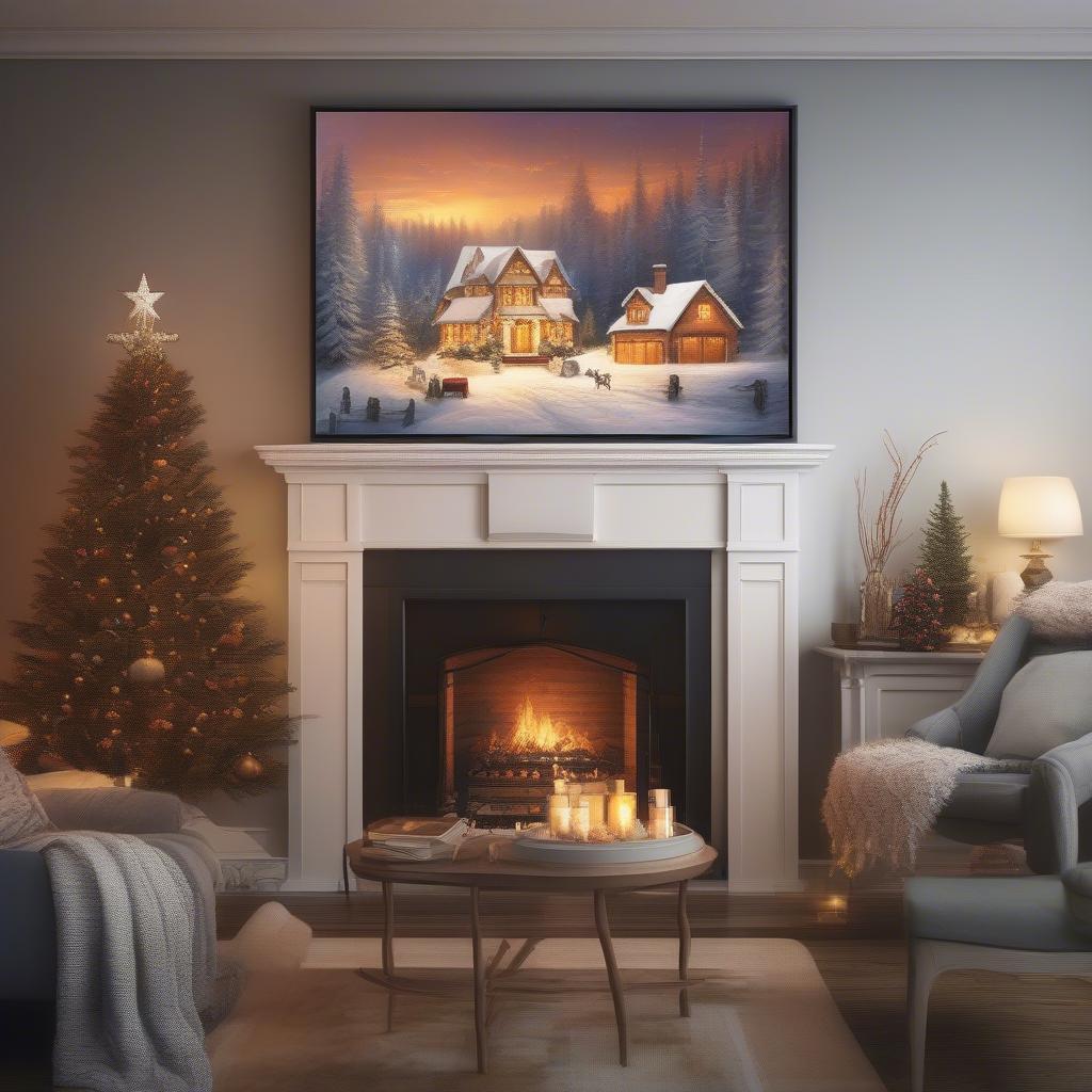 Large Christmas Art in a Living Room