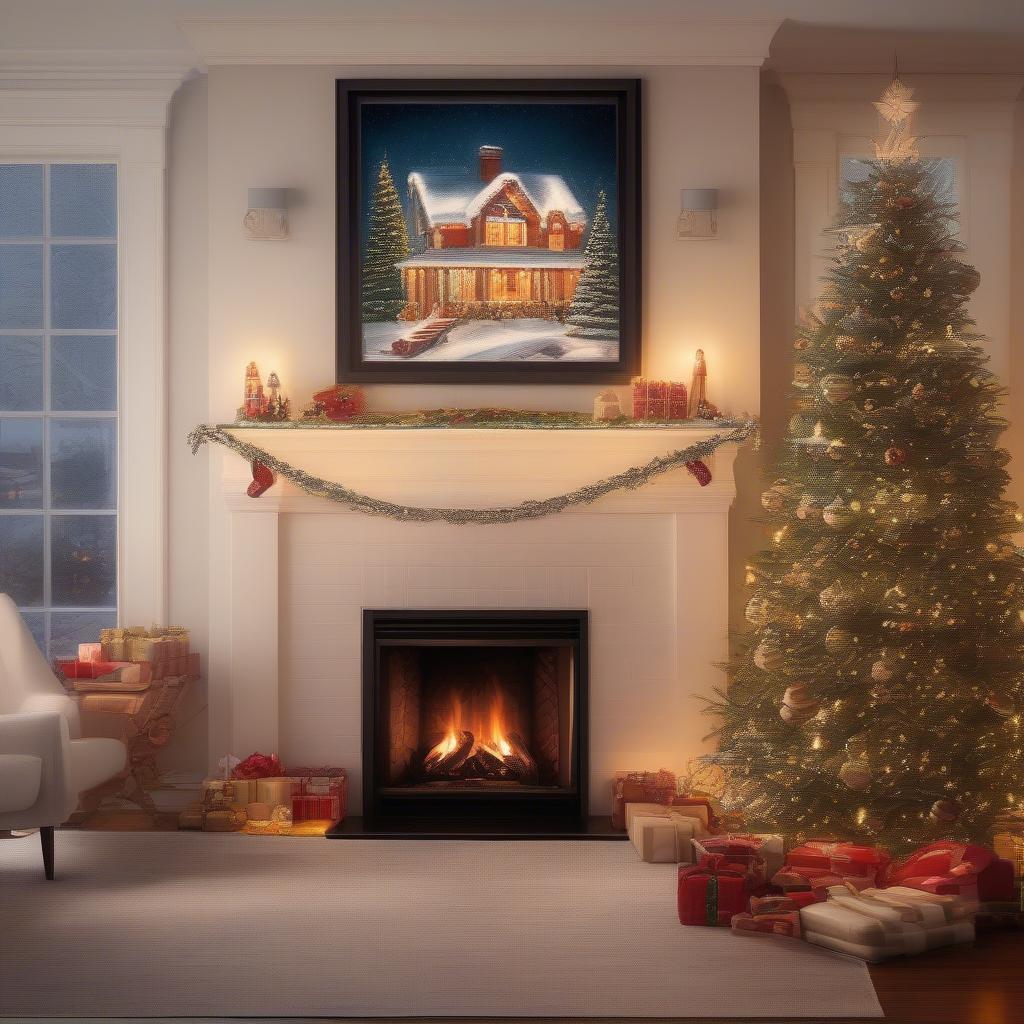 Large Christmas Canvas in a Living Room