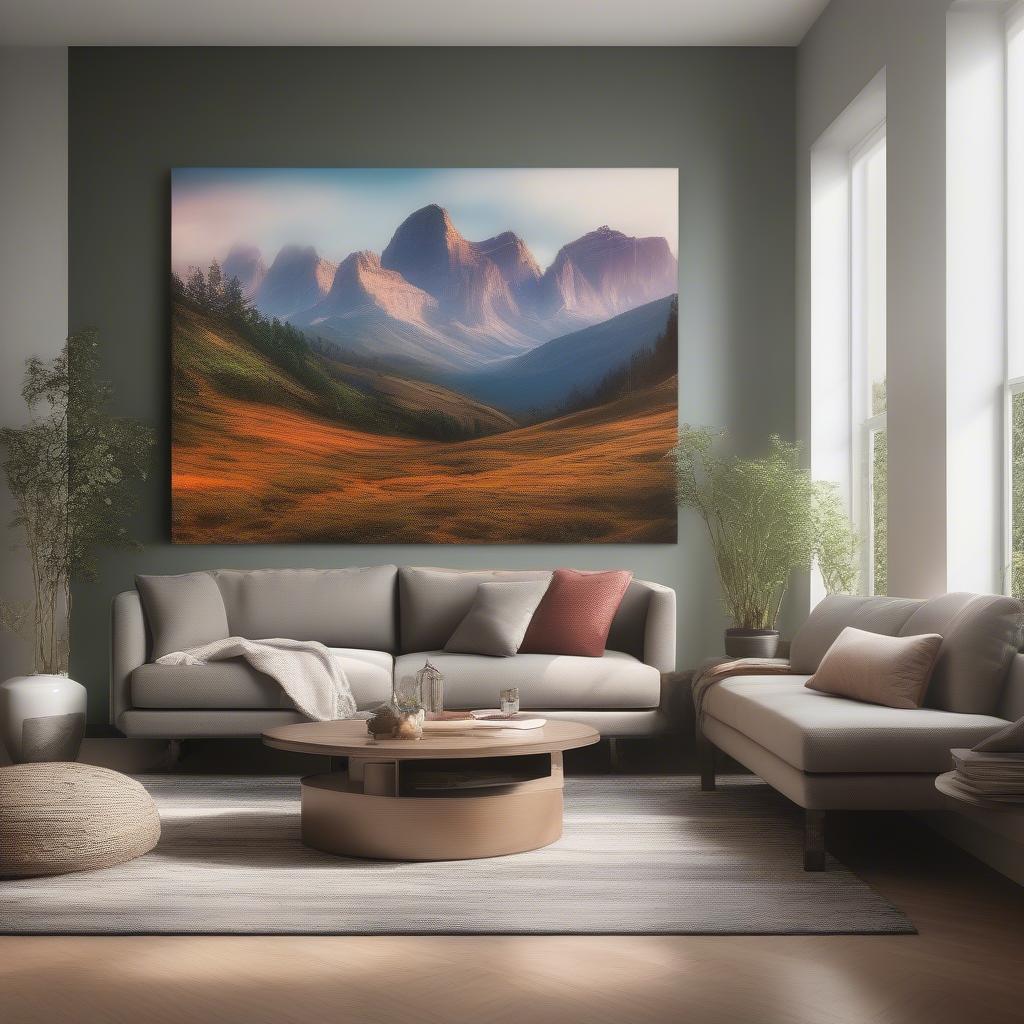 Large Custom Canvas Prints in a Living Room