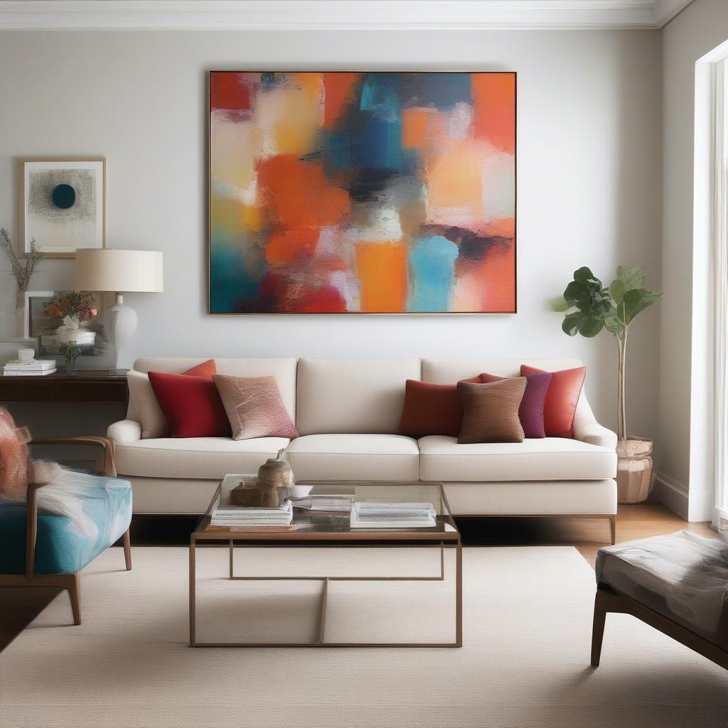 Large print wall art in a living room setting