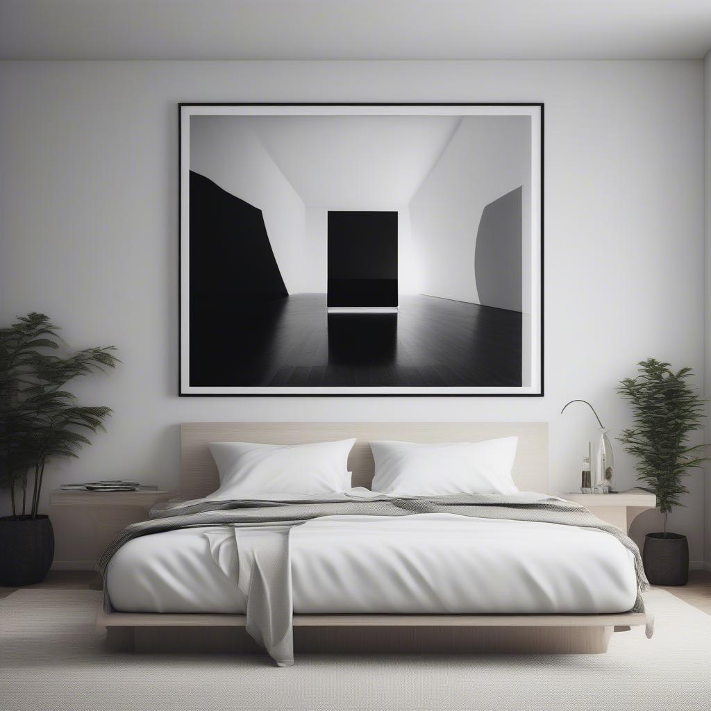 Large prints wall art in a bedroom setting