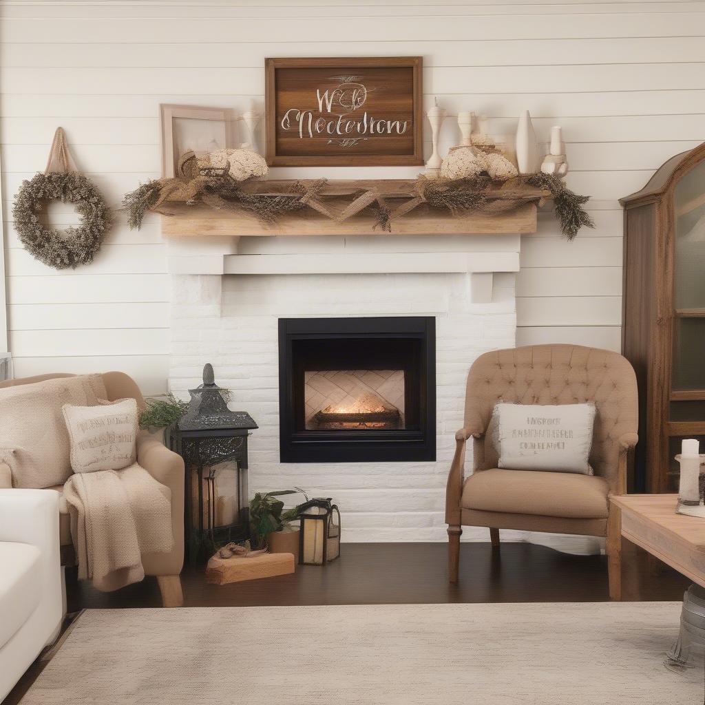 Large Wood Sign in Living Room