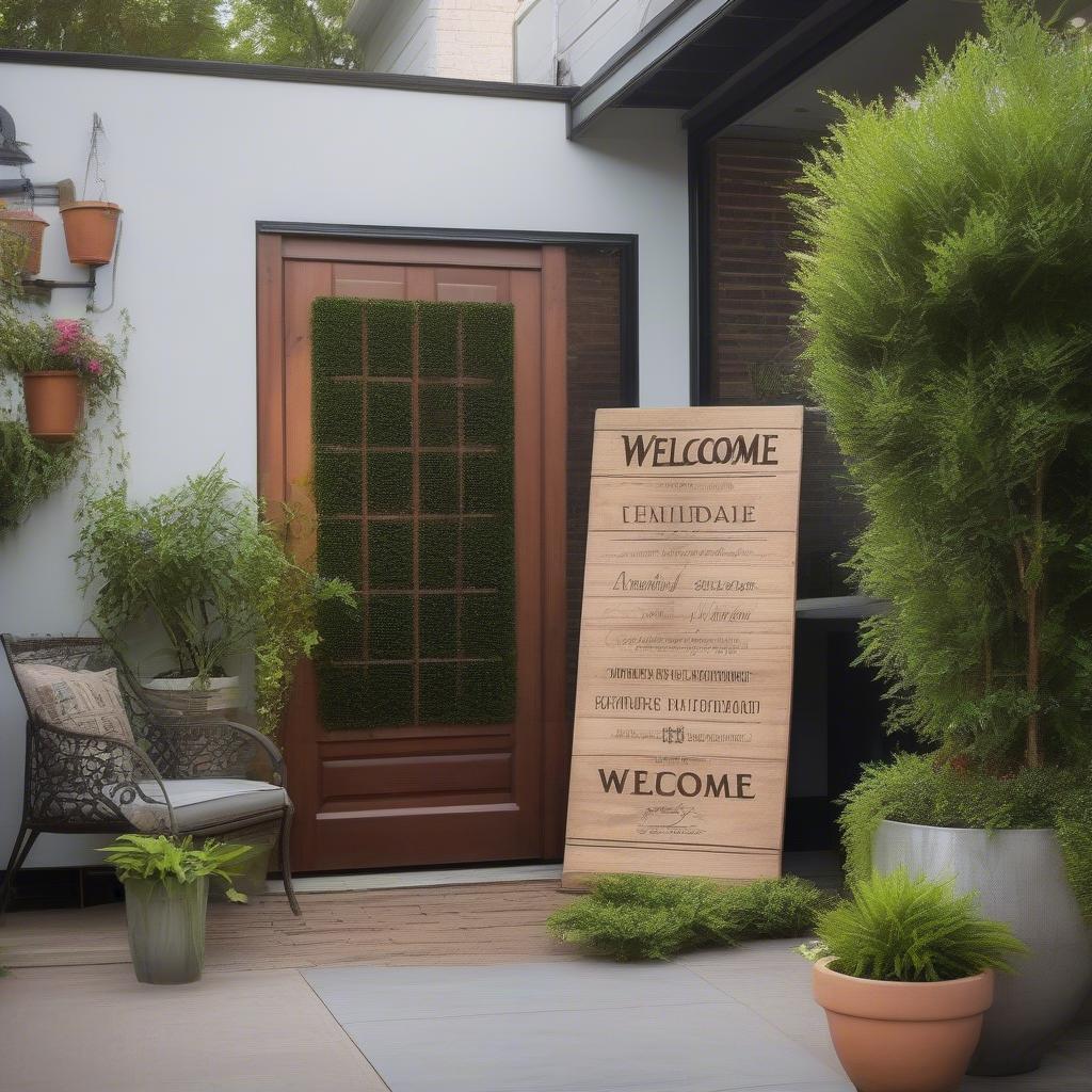 Large Wood Sign on Outdoor Patio