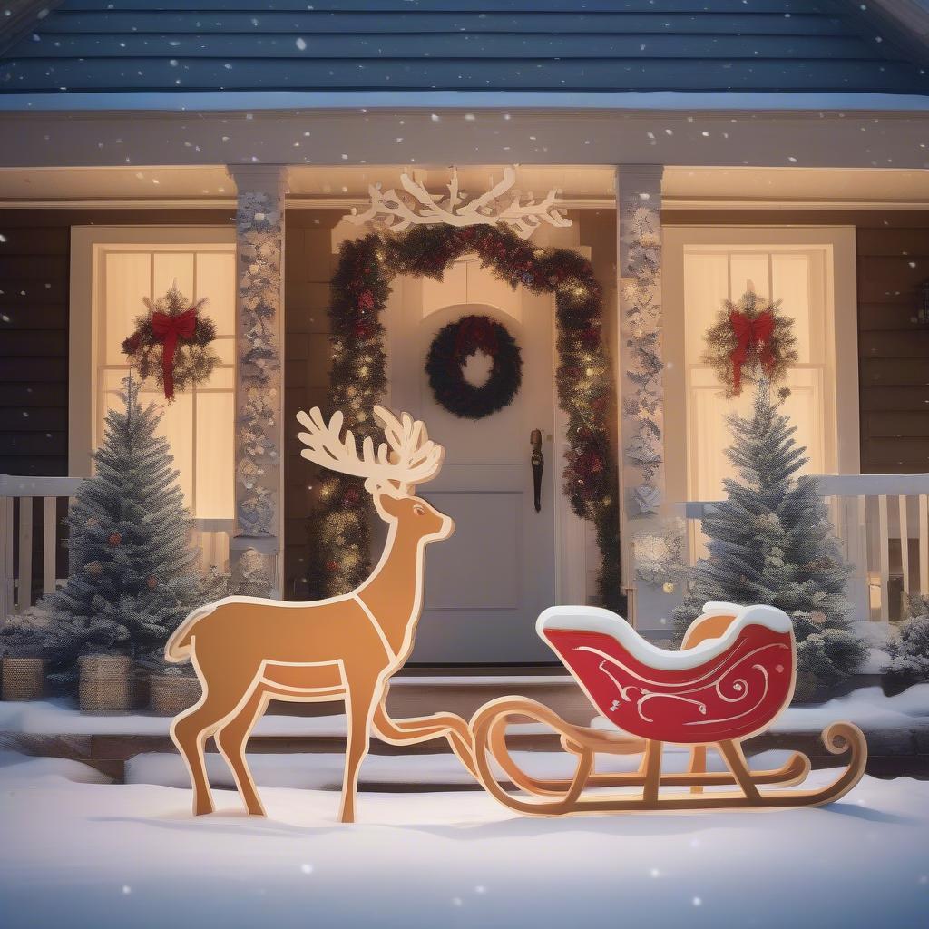 Large Wooden Christmas Cutouts Outdoor Display