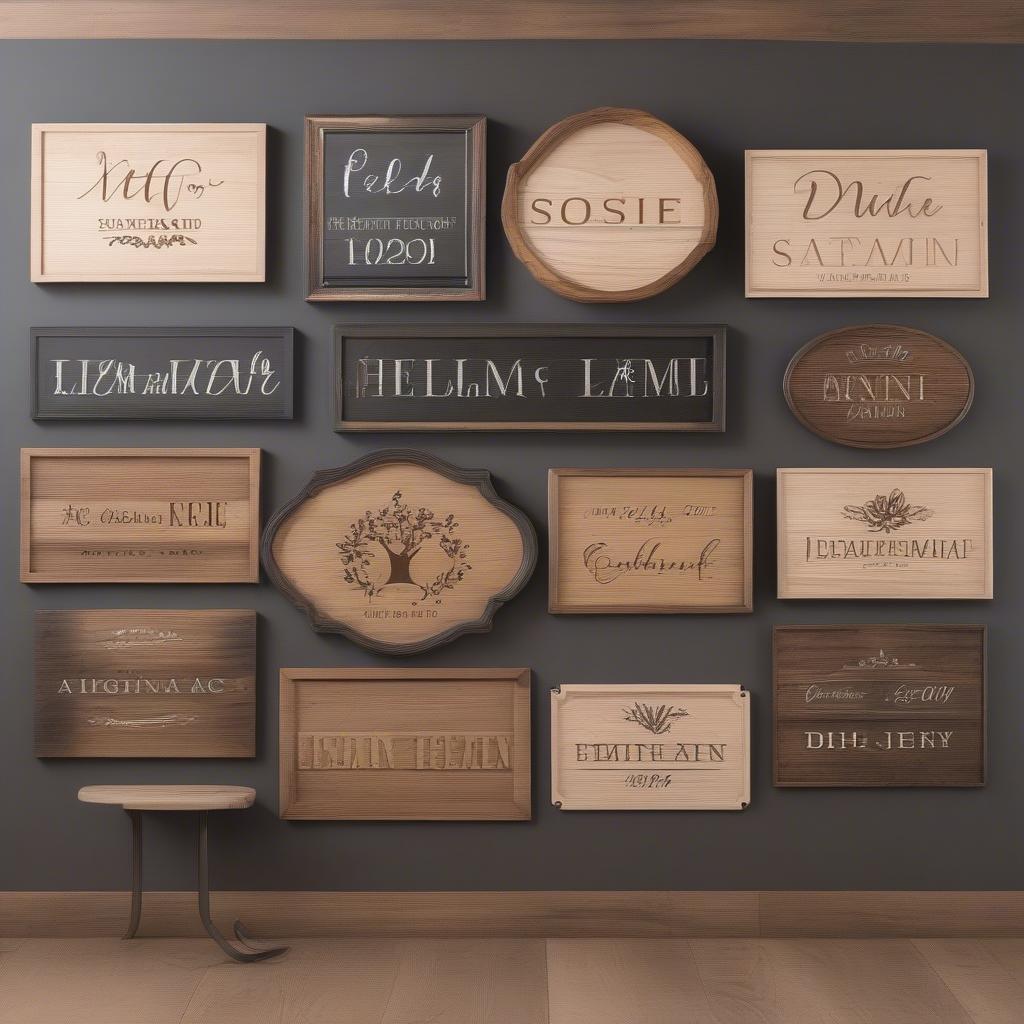 Variety of Last Name Wood Signs