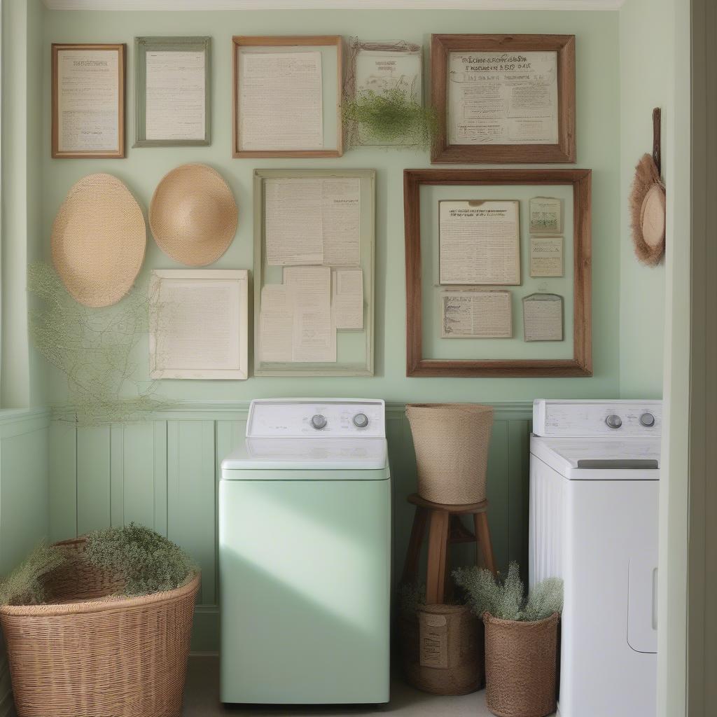 Laundry Room Gallery Wall with Vintage Signs