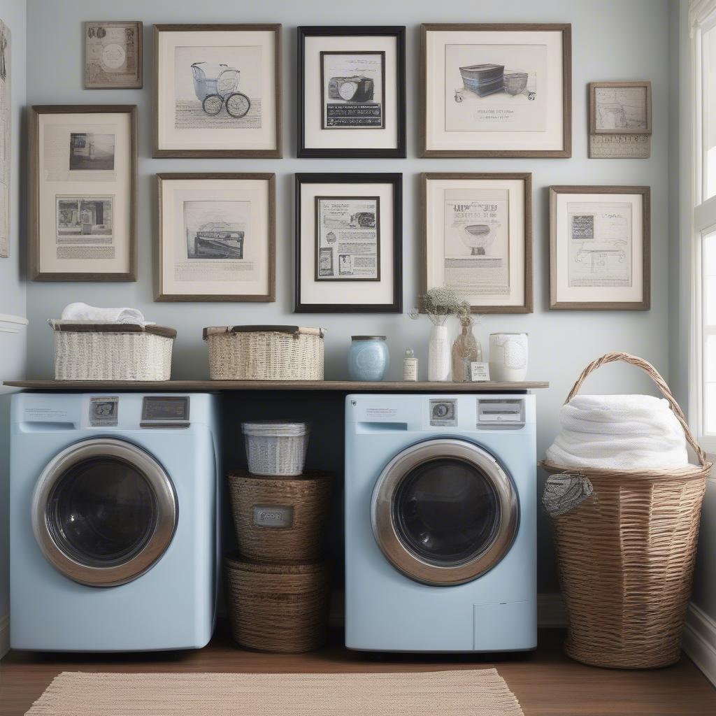 Vintage Themed Laundry Room Gallery Wall