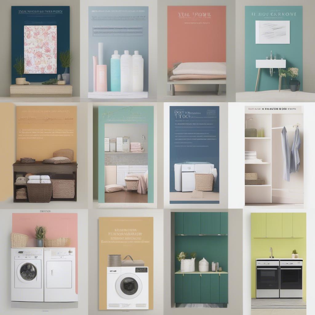 Laundry room posters with different color schemes