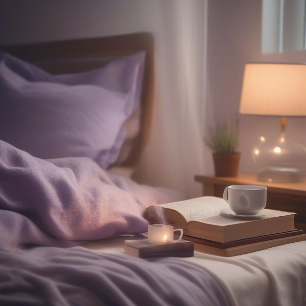 Using lavender sheet spray as part of a relaxing bedtime routine.