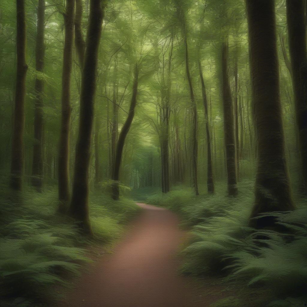 Leading lines created by a path in a forest, a key compositional element in woods photography.