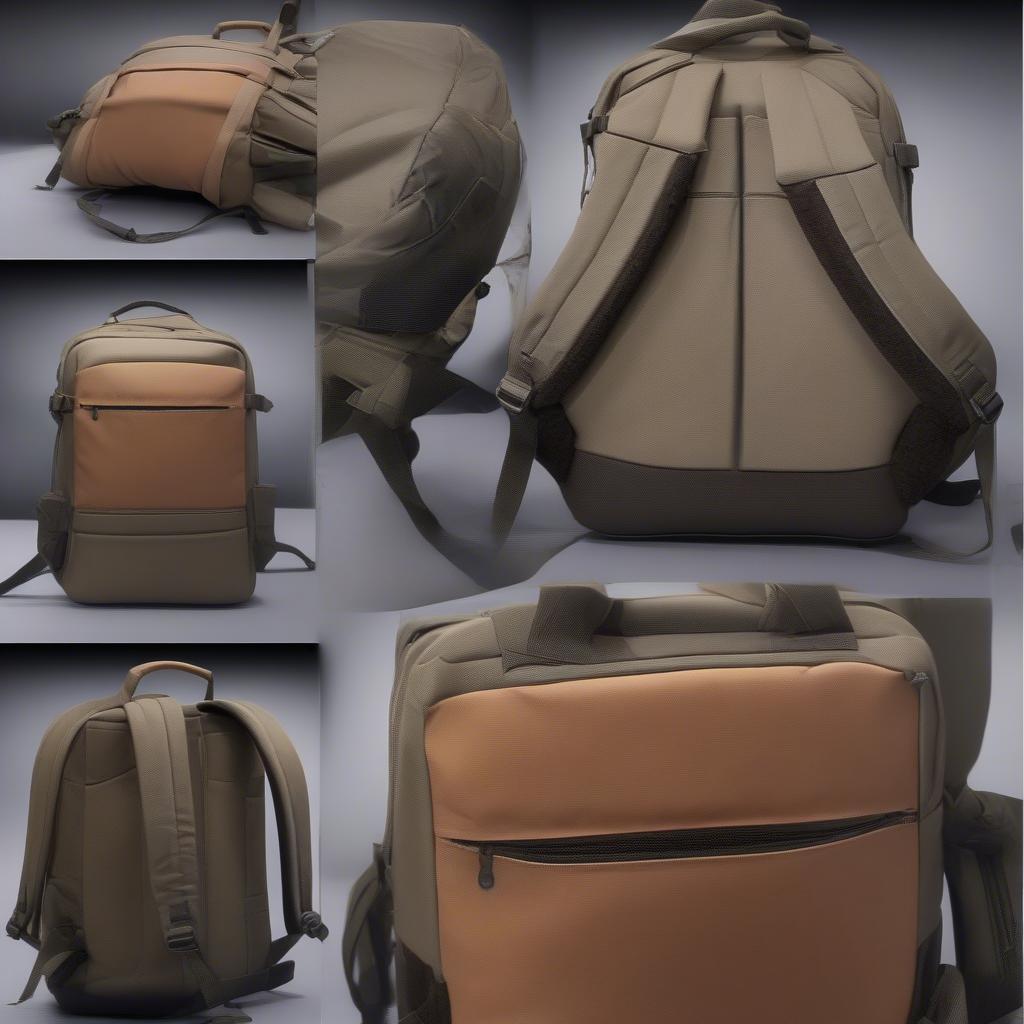 Close-up view of a leather zip backpack highlighting its features: padded straps, multiple compartments, reinforced stitching, and waterproof lining.