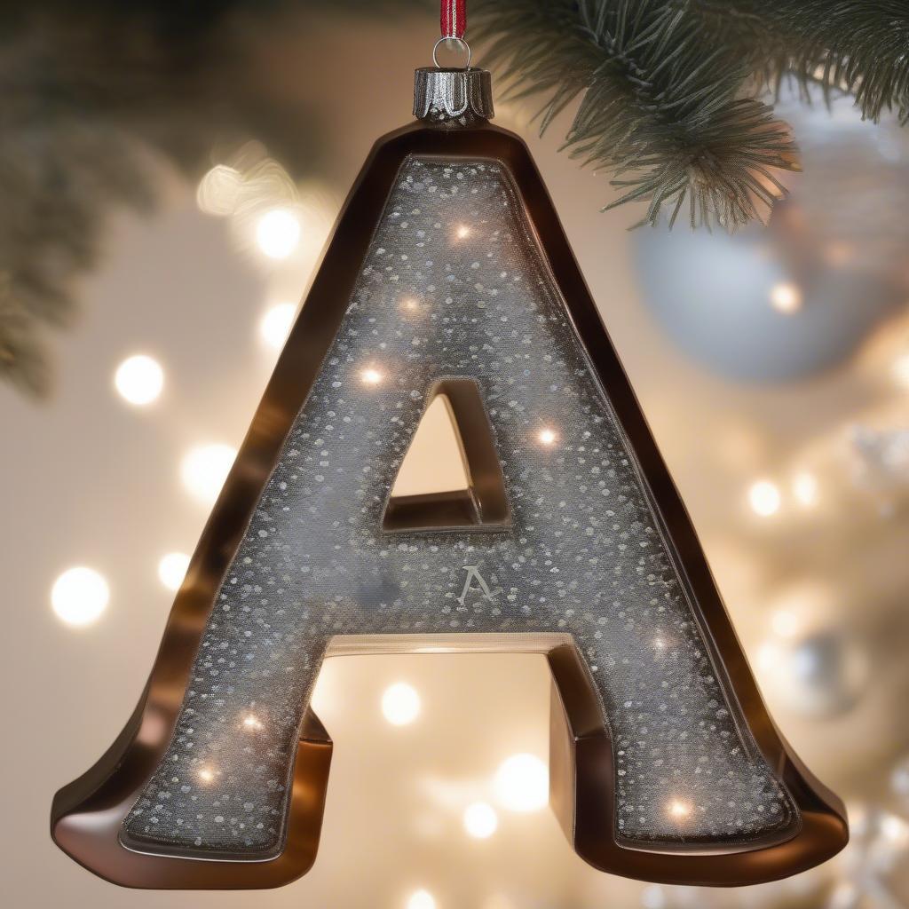 Letter A Ornament on Christmas Tree