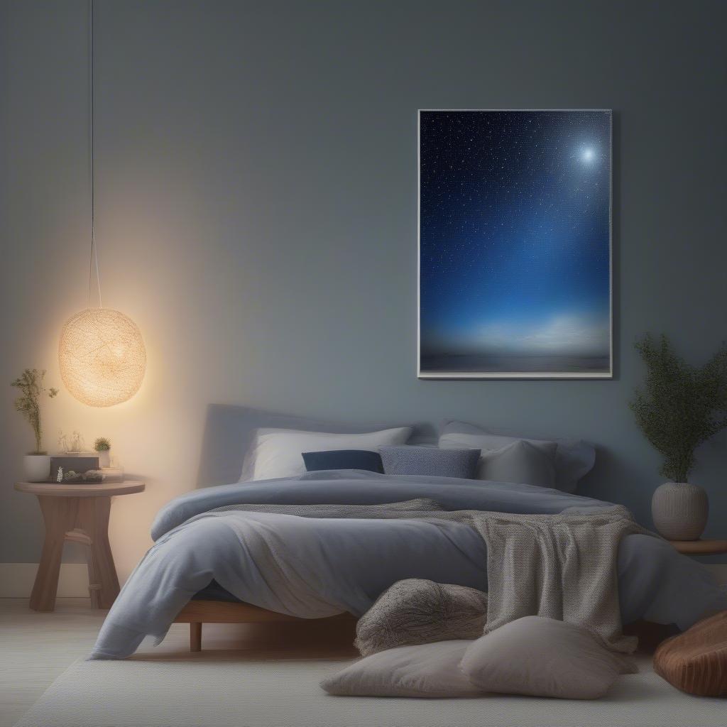 Light up canvas picture in a bedroom