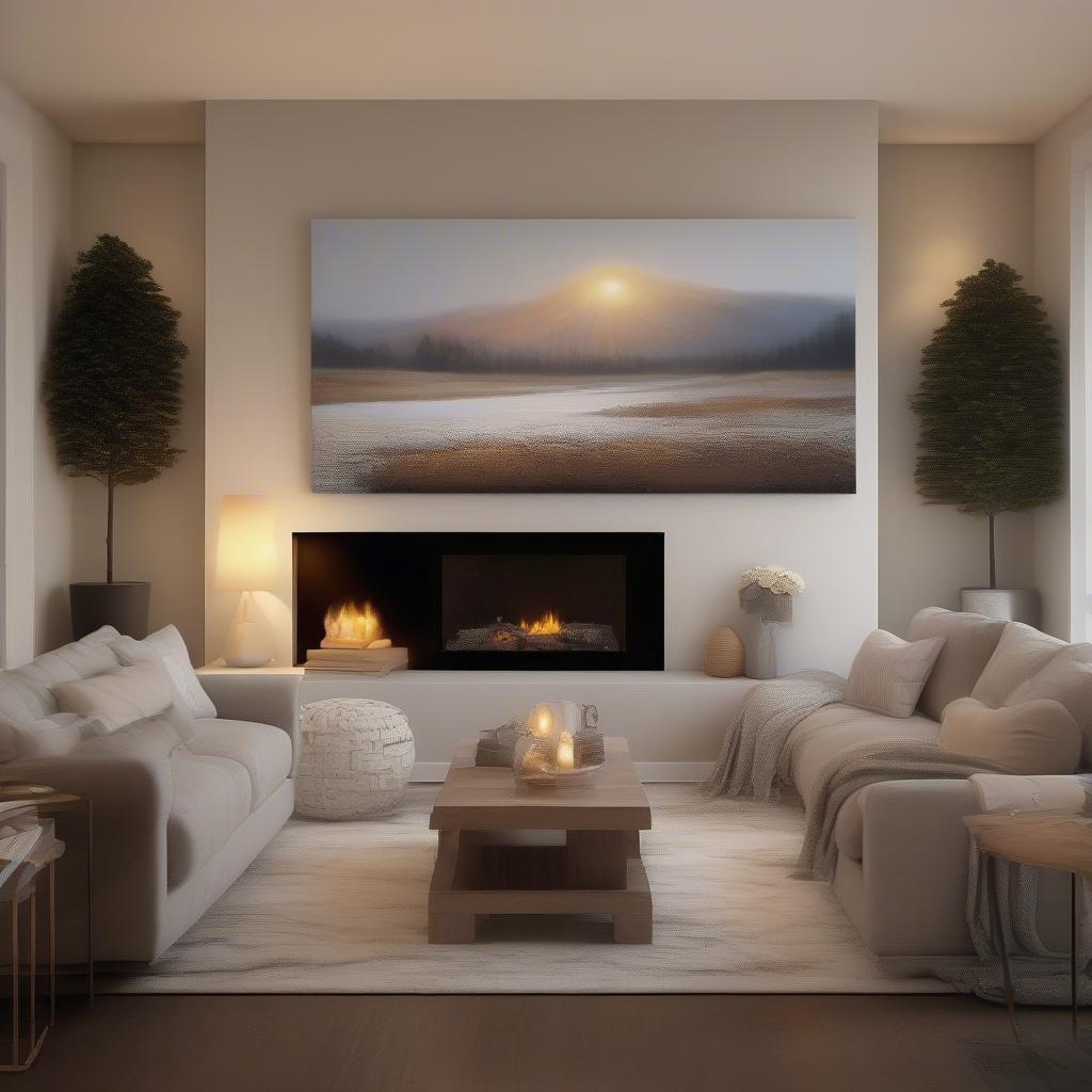 Light up canvas picture in a living room setting