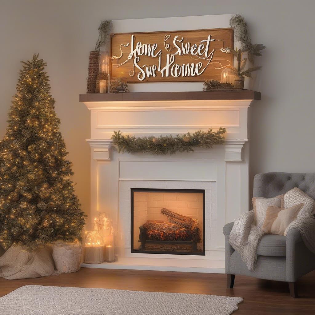 Displaying a Lighted Home Sweet Home Wood Sign