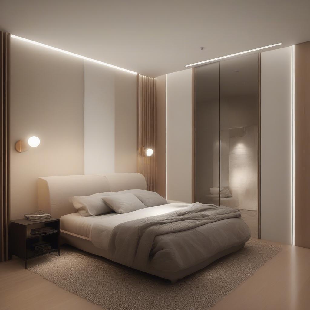 Using uplighting and wall sconces to create the illusion of height in a small room.