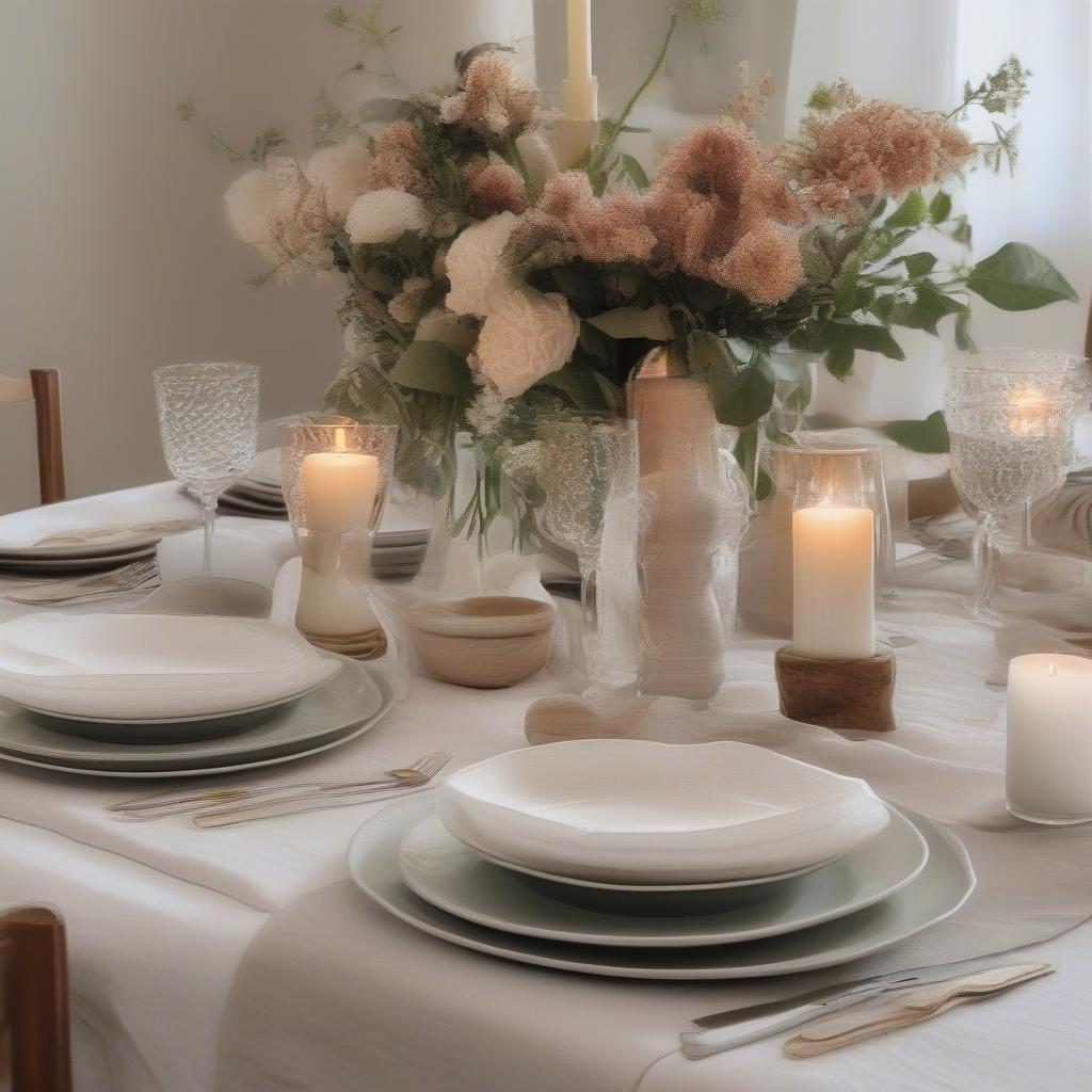 Table Setting with a Linen Tablecloth