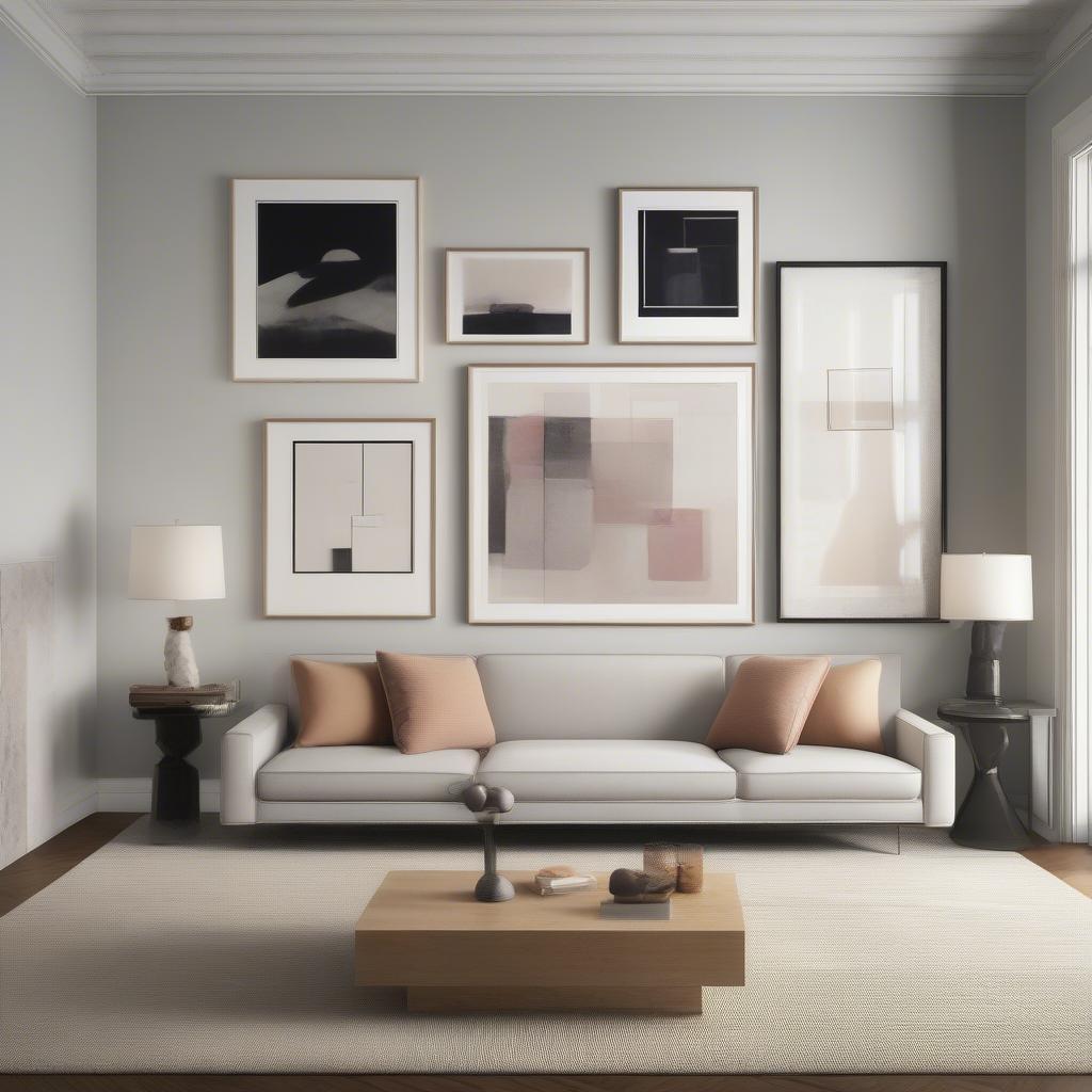 Choosing the right size artwork for your living room wall.