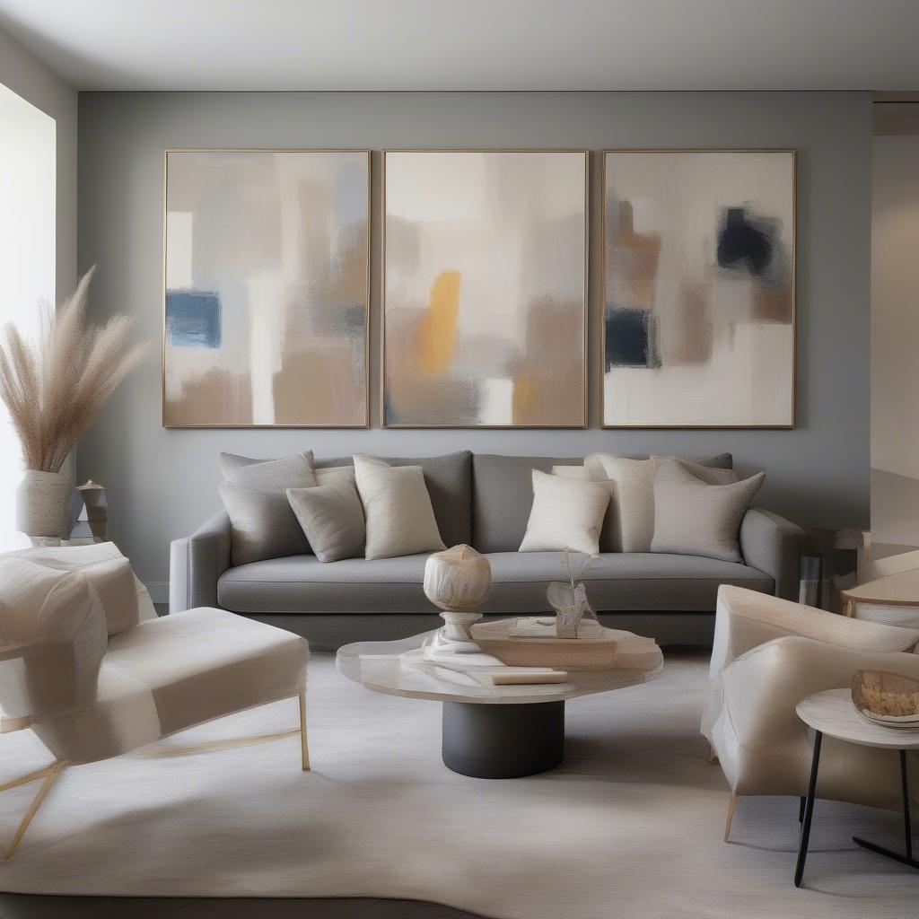 Abstract paintings in a modern living room