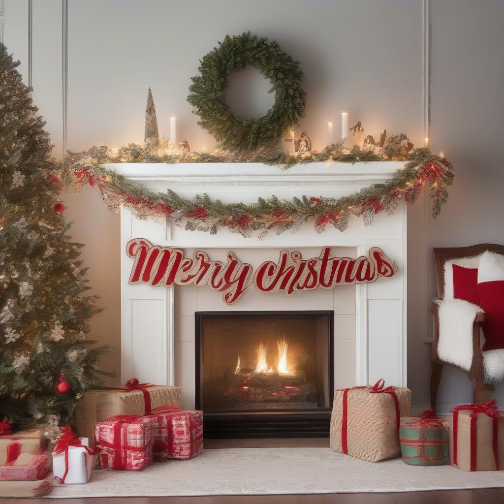 Long Christmas Sign in a Living Room