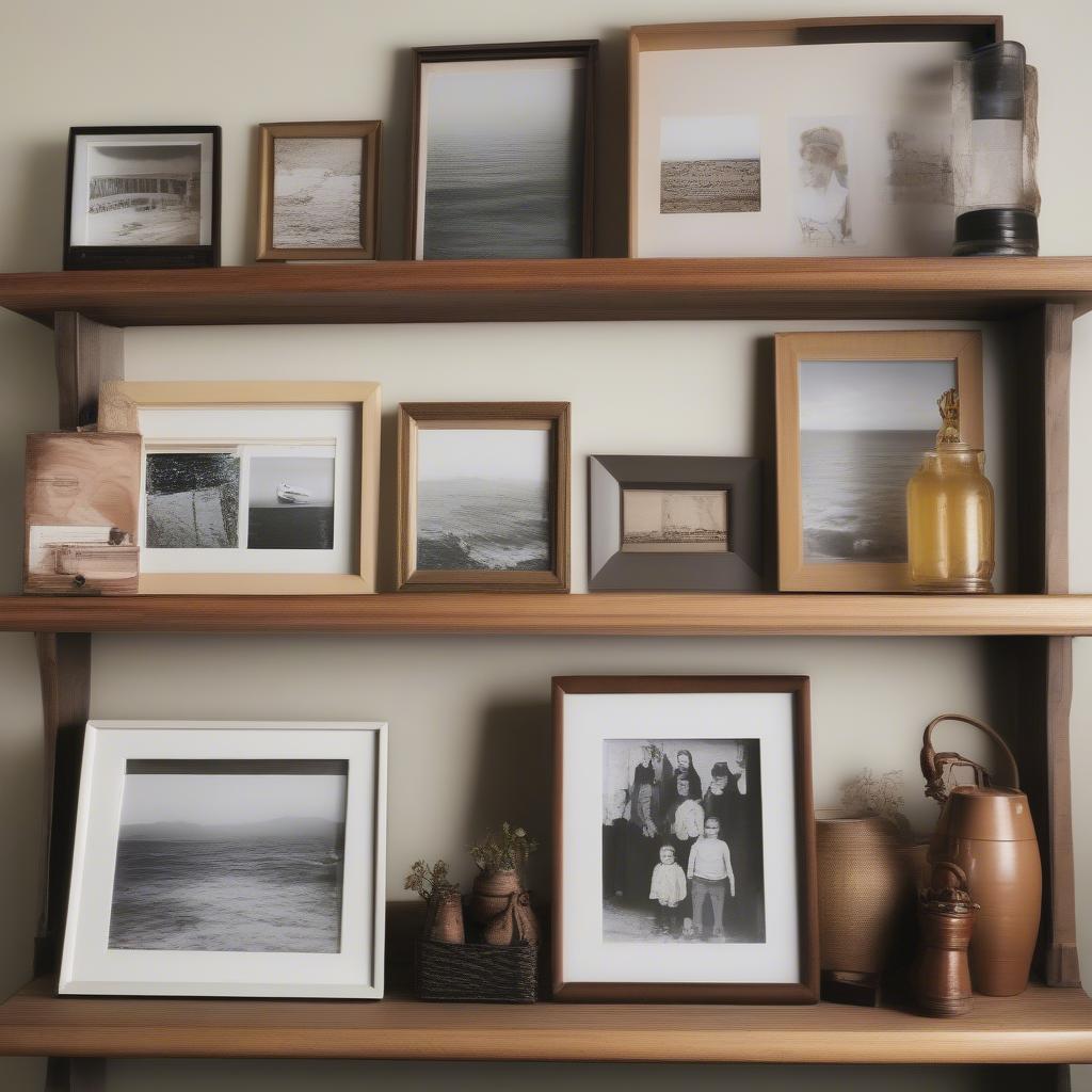 Long Narrow Photo Frames Displayed on a Shelf