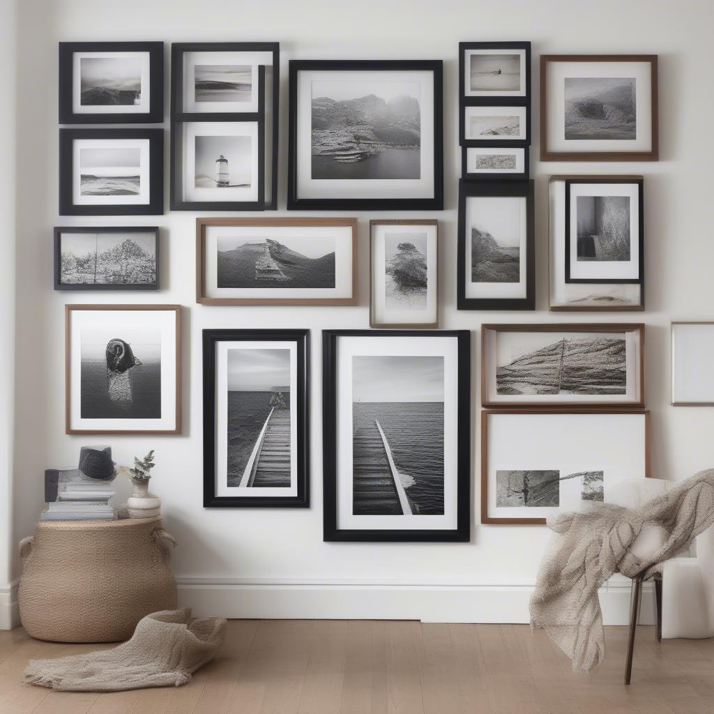 Long Narrow Photo Frames Displayed on a Wall