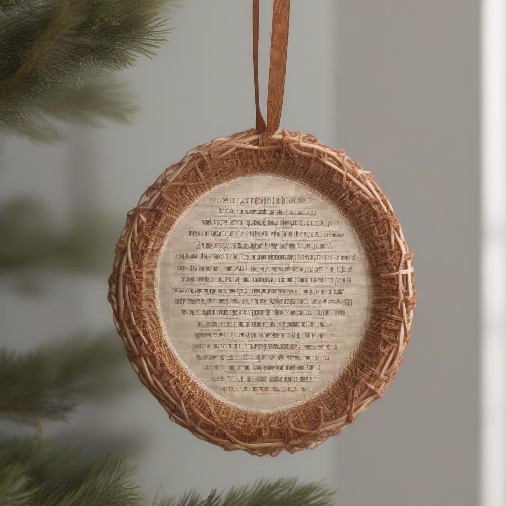 The Lord's Prayer Woven into a Wicker Ornament