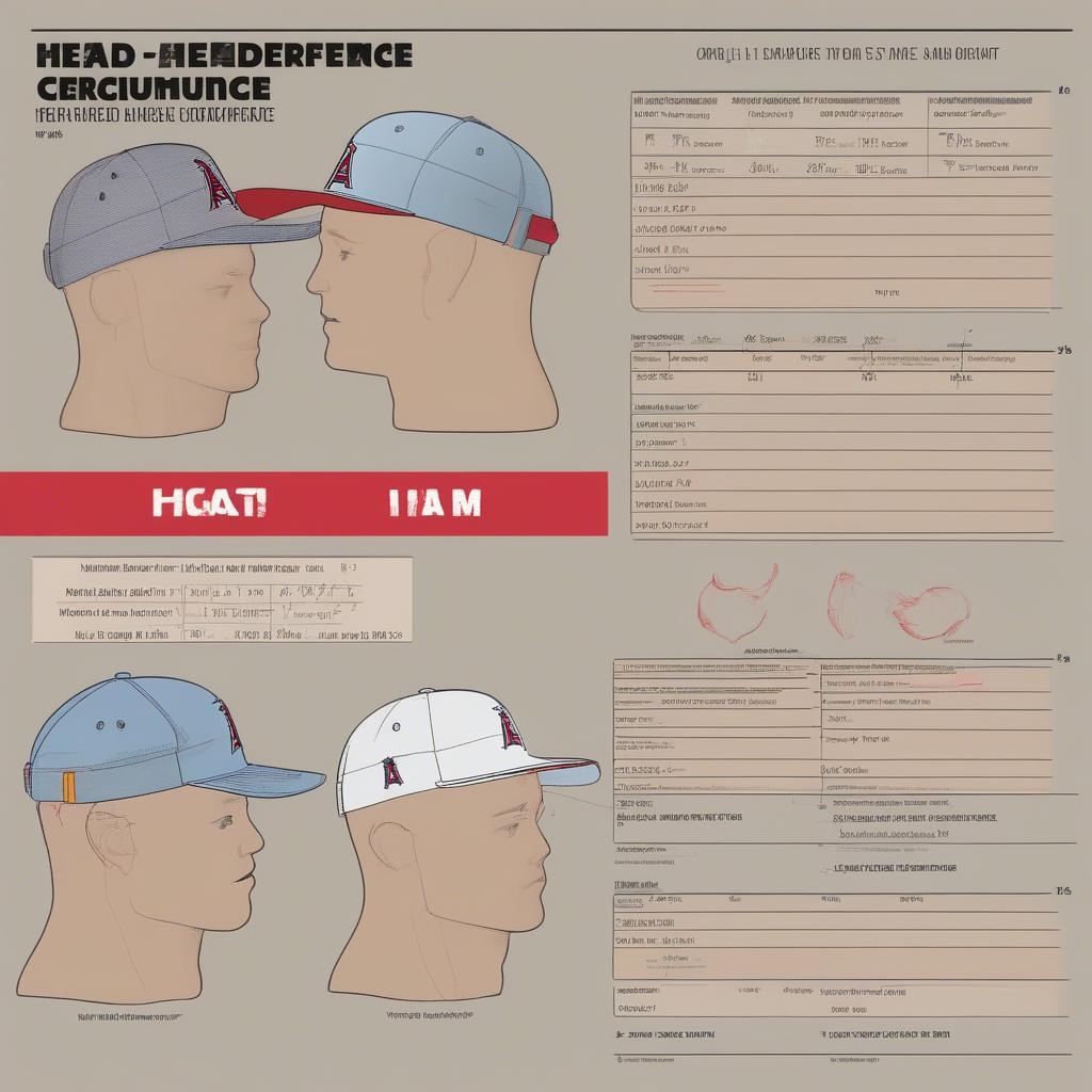 Los Angeles Angels Hat Sizing Guide: A visual guide to measuring head circumference for accurate hat sizing.