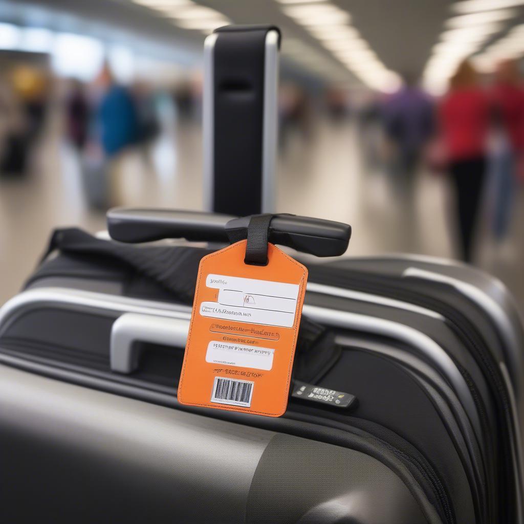 Luggage Tag Set on Luggage at Airport