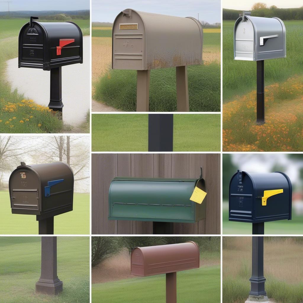 Well-maintained farm style mailboxes in different settings