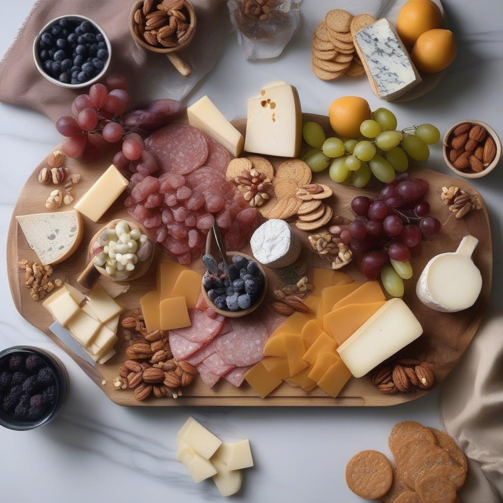 Marble Cutting Board with Food