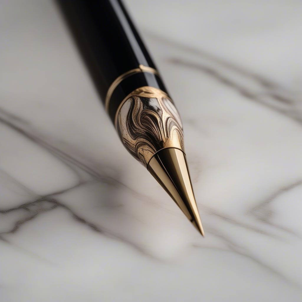 Close-up view of a luxurious marble pen