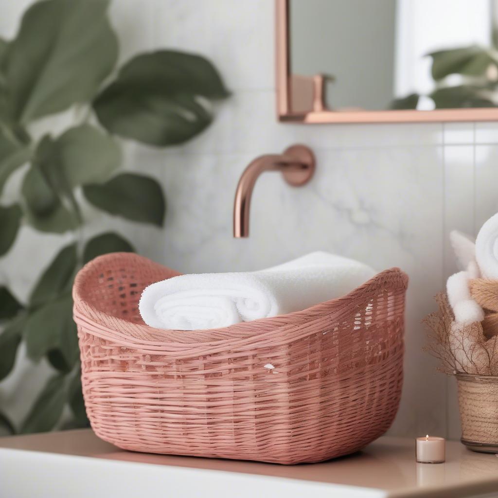 Marble and Rose Gold Bathroom Storage